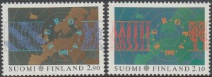 FINLAND Sc #866-7 CPL MNH SET EUROPA 1991 w/TOPICS of MAPS, SPACE, COMMUNICATION