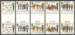 GUERNSEY GB Sc# 255 - 259 var MNH FVF Set-5x Gutter Pr Boys Brigade