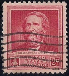 875 2 cent Crawford Long Stamp used EGRADED XF 90 XXF