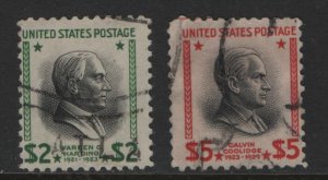 US  833-834 USED PREXIES HIGH VALUES 1938