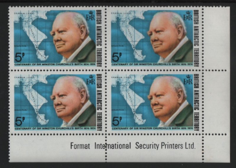 British Antarctic Territory 1974 MNH Sc 62 5p Churchill LR corner block