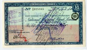 Great Britain Stamps Cancelled Travelers Check Used as Revenue 1964