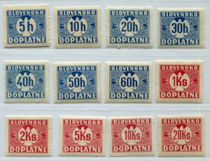 SLOVAKIA 3rd REICH WW2 GERMAN PUPPET STATE 1939 GOOD DUES SET J1-J12 PERFECT MNH