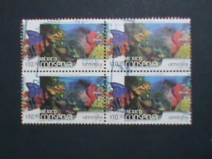 ​MEXICO STAMP-2002 SC#2268-MEXICO CONSERVATION- UNDER SEA WORLD USE BLOCK OF 4