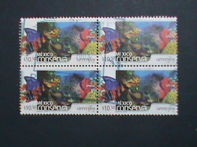 ​MEXICO STAMP-2002 SC#2268-MEXICO CONSERVATION- UNDER SEA WORLD USE BLOCK OF 4