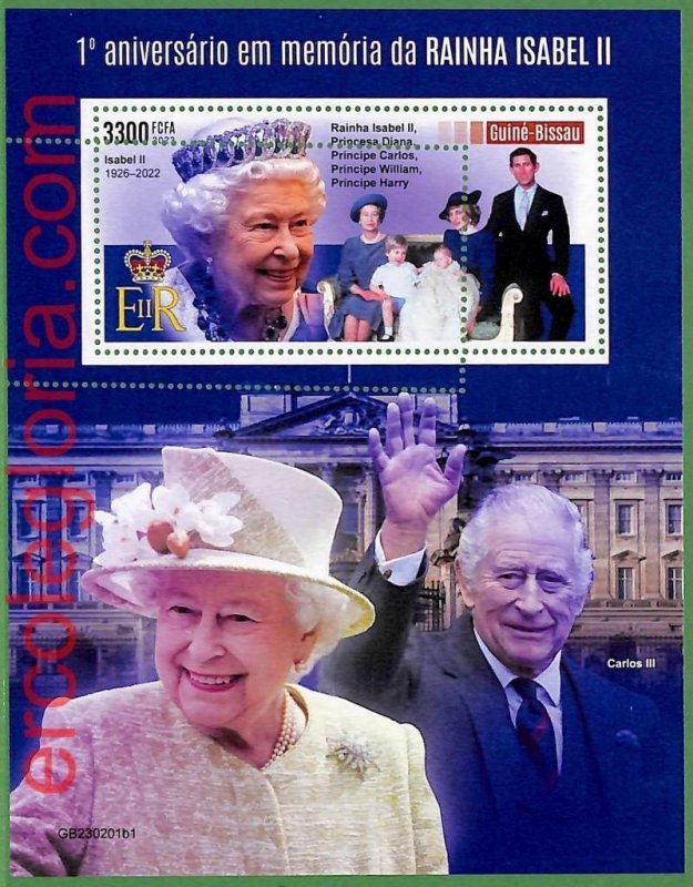 B1503 - GUINE-BISSAU - ERROR MISPERF Stamp Sheet -2023 - Queen Elizabeth II-