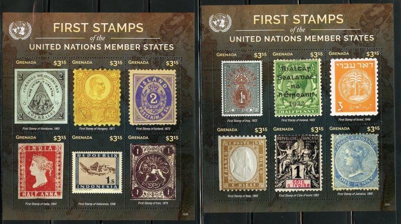 GRENADA 2016 FIRST STAMPS OF THE UNITED NATIONS MEMBER STATES SET OF 8   SHEETS