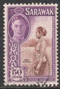 Sarawak Scott 191 - SG182, 1950 George VI 50c used