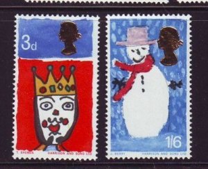 Great Britain Sc 478-479 1966 Christmas stamp set mint NH