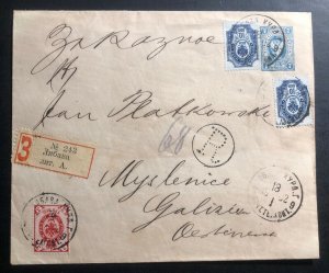 1902 Libau Russia Stationery Registered Cover To Myslenice Galicia Austria