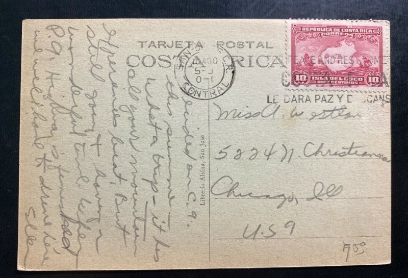 1930s San Jose Costa Rica RPPc Postcard Cover To Chicago iL USA National Theater