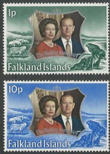 Falkland  Islands # 223-24 Elizabeth Silver Wedding (2) Mint NH