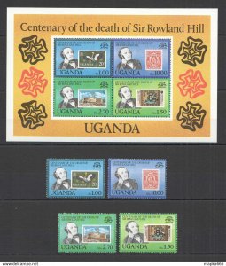 1979 Uganda Stamps On Stamps Sir Rowland Hill #254-57 Kb+Set ** Pm022