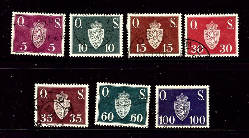 Norway O58-64 Used 1951-52 set