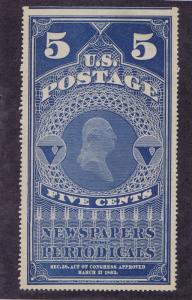 SCOTT# PR8 UNUSED 5 CENT NEWSPAPER PERIODICAL STAMP, 1881, PF CERT!  