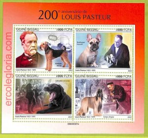 B0376 - GUINE-BISSAU - MISPERF ERROR Stamp Sheet - 2022 - Louis Pasteur,Science-