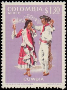 Colombia #C533-C537, Complete Set(5), 1970-1971, Costumes, Music, Never Hinged