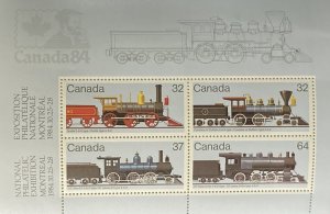 CANADA 1984 #1039a Canadian Locomotives (1860-1905) Souvenir Sheet - MNH