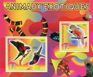 Benin 2014 EXOTIC BIRDS PARROTS Sheet (2v) Perforated Mint (NH)