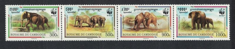 Cambodia WWF Malayan Elephant Strip of 4v 1997 MNH SC#1597 a-d