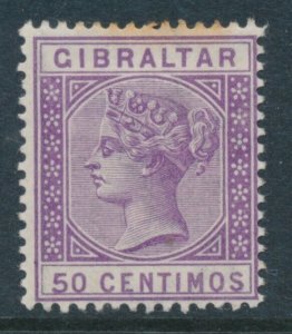 Gibraltar 1889 Spanish Currency 50 Centimos SG 28 MH Bright Lilac