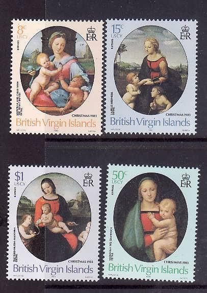 Virgin Is.-Sc#458-61-unused NH set-Christmas-Raphael-Paintings-Art-1983-