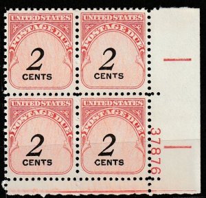 US Postage Due SC# J90v Dull Gum Plate Block MNH  (1188k)