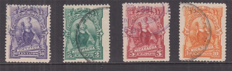 NICARAGUA, 1891 50c., 2p., 5p. & 10p., used.