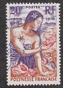French Polynesia # 304, Girl with Shells on the Beach, Used, 1/3 Cat.