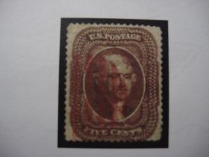 1860  SCOTT # 30a   5c  with Cert. USED. SCV. $ 325.00