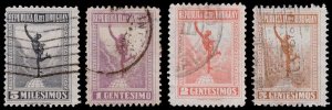 Uruguay Scott 254-256, 259 (1922-23) Used F-VF B