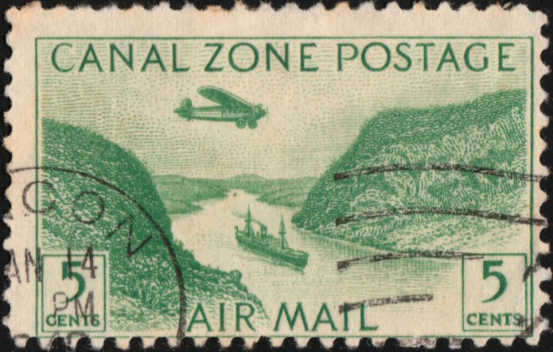 CANAL ZONE - 1931 Sc.C7 5c yellow green - VF Used (921f)