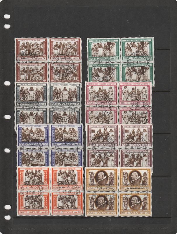 Vatican City  Scott#  284-91, E15-6  CTO  Blocks of 4