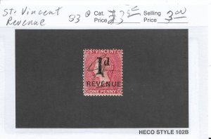 St Vincent Revenue, Barefoot #33, used (51861)