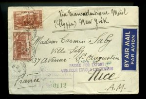 Nice registered TransATlantic air mail to FRANCE PASSED EXPORT 1939 cover Canada