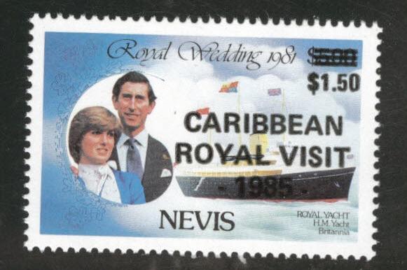 Nevis Scott 453 MNH** 1985 $1.5o opt on $5 stamp CV$3.75