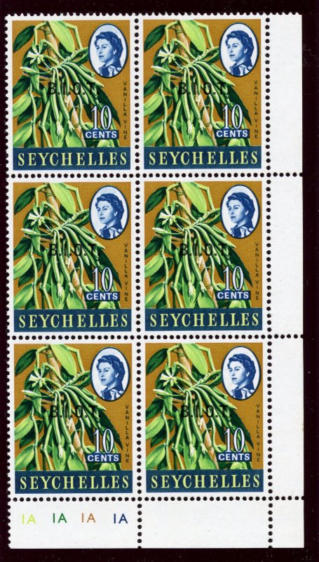 B.I.O.T. 1968 QEII 10c multicoloured MNH NO STOP AFTER I variety. SG 2, 2a. 