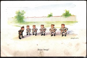 Vintage Germany WW One Postcard Children in Uniform Bend Your Knees