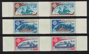 FSAT TAAF Ships 3v Gutter Pairs 1976 MNH SG#104-106 MI#98-100