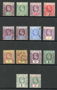 St Lucia SG64/77 Selection of used (not a set) Wmk Mult Crown CA Cat 333 pounds