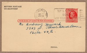 Scott UX38 Benjamin Franklin Postal Card - Used CV 0.25