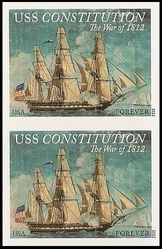 US 4703a War 1812 USS Constitution imperf NDC vert pair MNH 2012