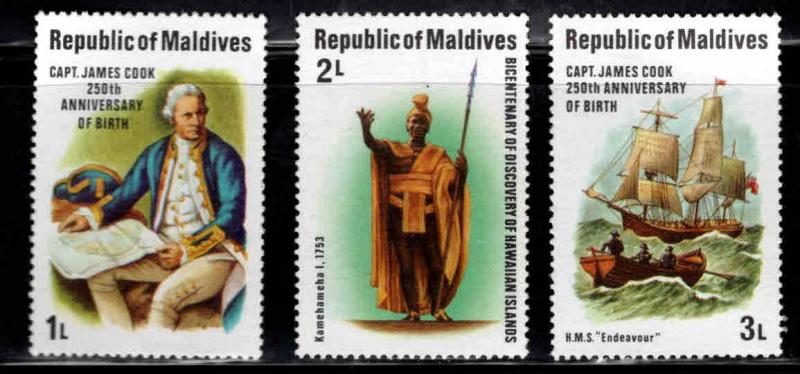 Maldive Islands Scott 750-752 MNH** Captain Cook stamps