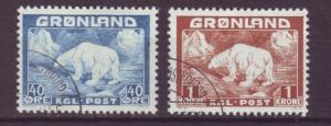 J16555 JLstamps 1938-46 greenland used #8-9 polar bear