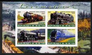 Burundi 2011 Steam Locomotives #6 imperf sheetlet contain...