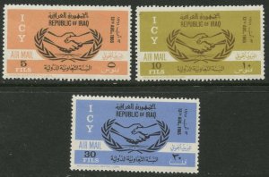 IRAQ Sc#C9-C11 1965 International Cooperation Year Complete Mint NH.