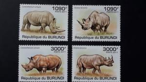 Burundi 2011. - Rhinoceros ** MNH complete set (perforated)