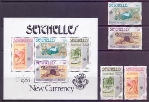 Seychelles  Scott 448/451a, 1980 London 80 Set & Mini Sheet MH*