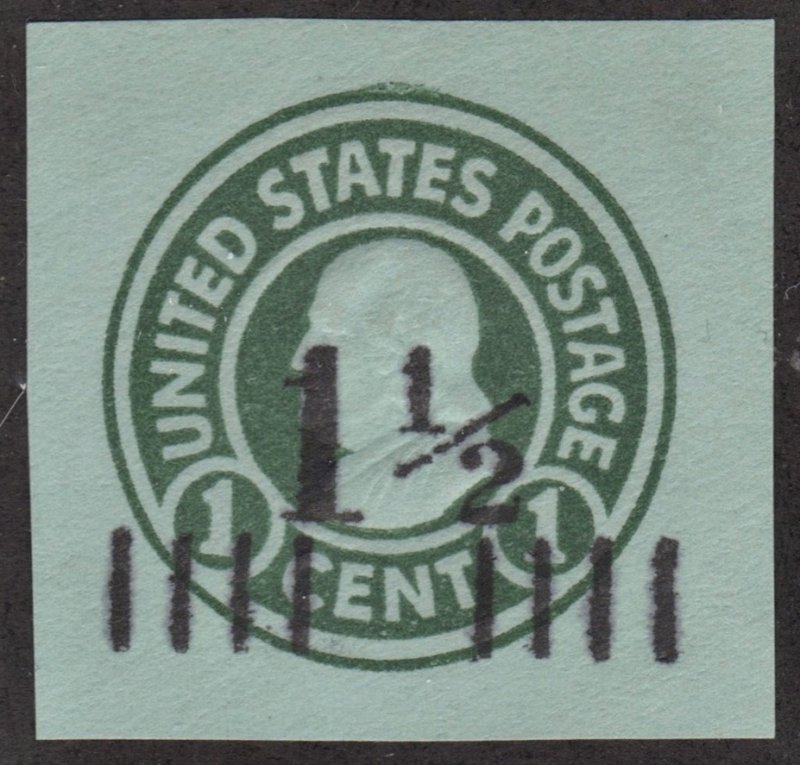 SC#U498 1½¢ on 1¢ Surcharged Franklin Cut Square (1925) Unused