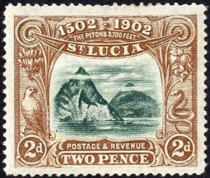 St Lucia 1902SG63 2d Anniversary of Discovery mint cat 18 pounds